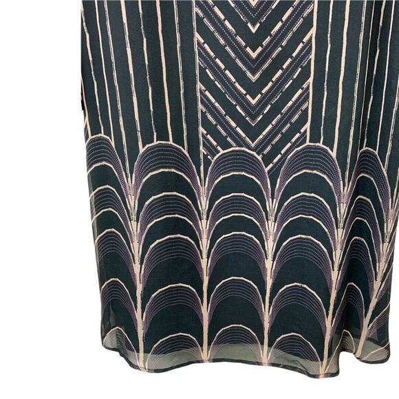 ANTHROPOLOGIE Tt Collection Dress Black Geometric Medium Shift Lined Y2K - Picture 6 of 8